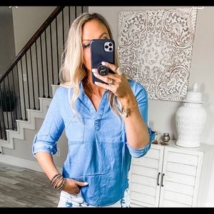 Love tree denim blouse